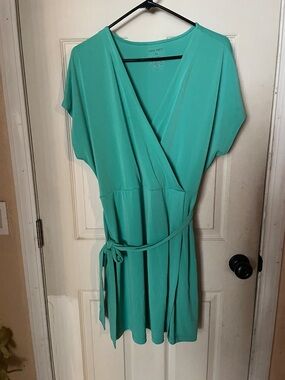 Nine West Teal Surplice Wrap Dress